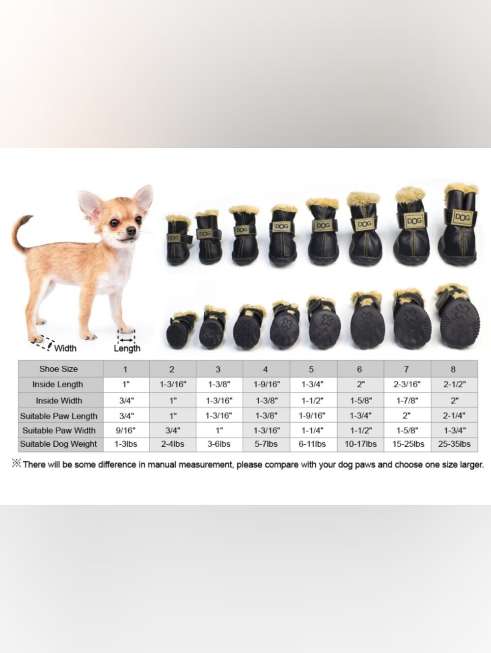 NWT WINSOON Winter Dog Boots Faux Fleece Lined Paw Protectors - Picture 6 of 7